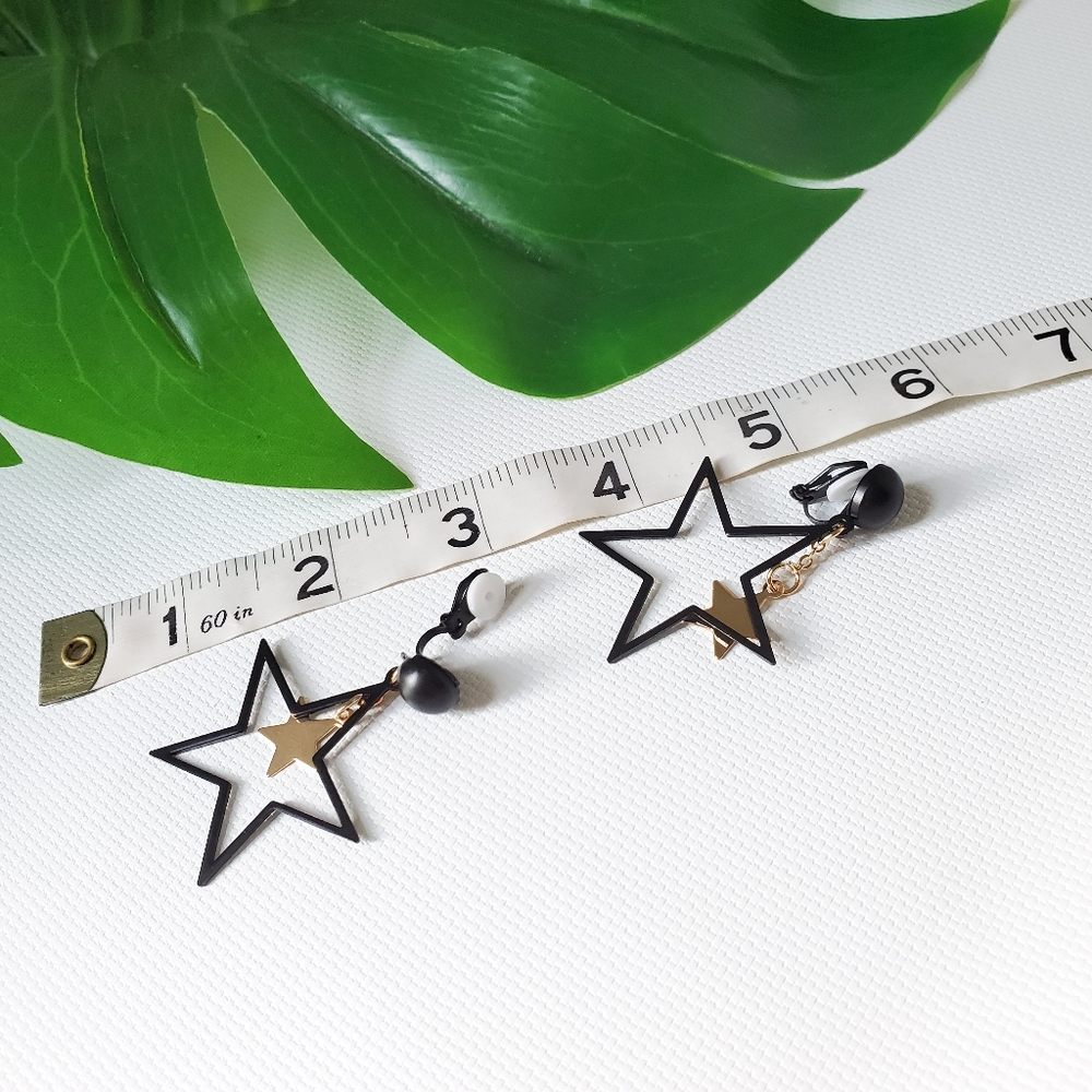 Clip On Rock Star Dangling Lightweight Earrings - Picture 2 of 3